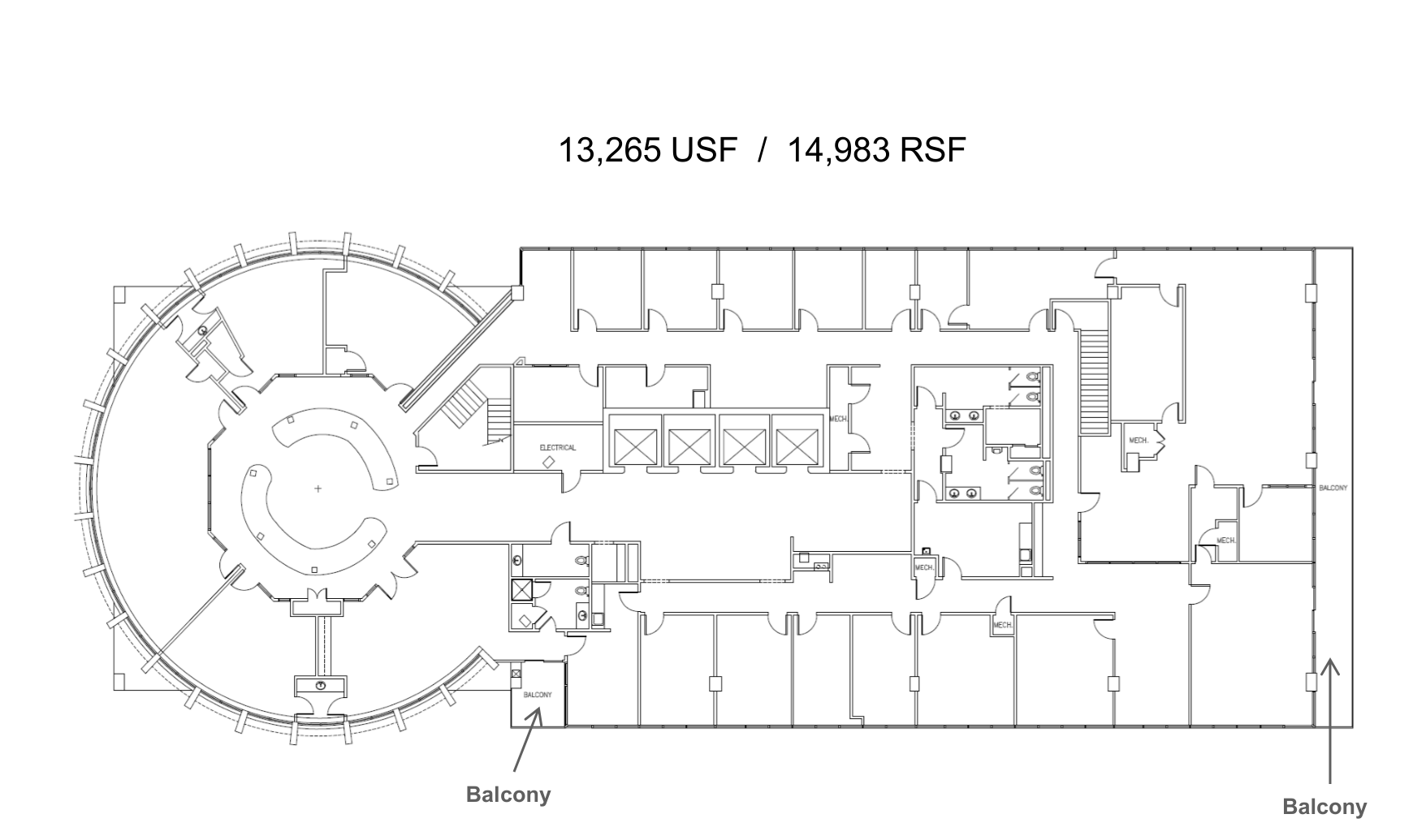 Architectural plan of the full 15th floor at Union Centre